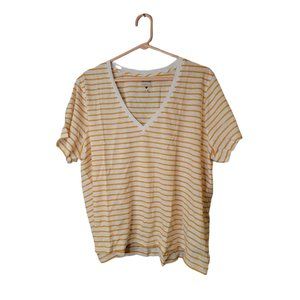 Madewell Size 3X Women's Top Striped Theresa 'Organic Cotton V-Neck Tee NWT